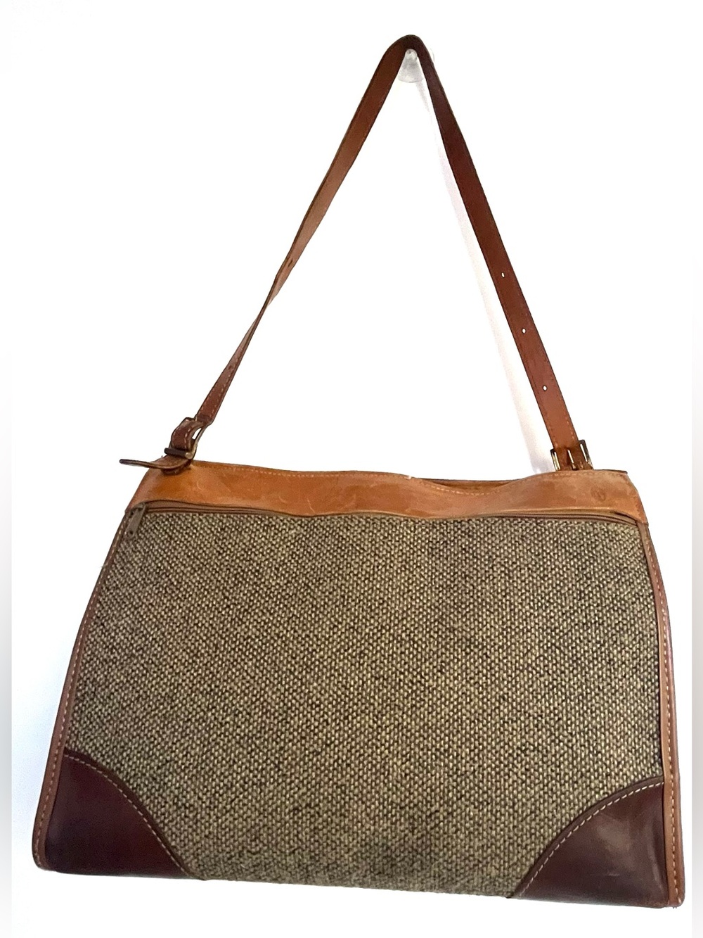Hartmann Vintage Tweed Leather Overnight Carry-On Shoulder Bag